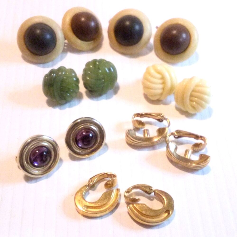 Lot of Seven Vintage Avon Clip On Earrings